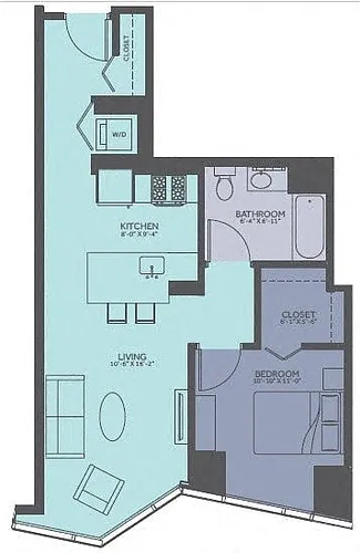 Floor plan 1 Bedroom 05-Avenue/02 Tower