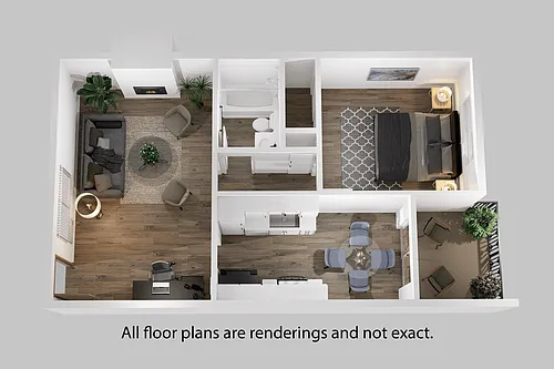 Floor plan 1 Bedroom + 1 Bath