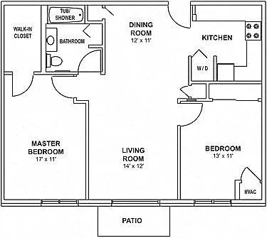 Floor plan C1 & C2 - 2 Bedroom, 1 Bath