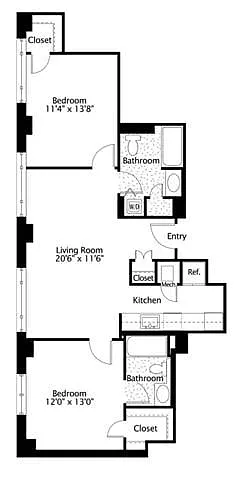 Floor plan 2 Bed 2 Bath