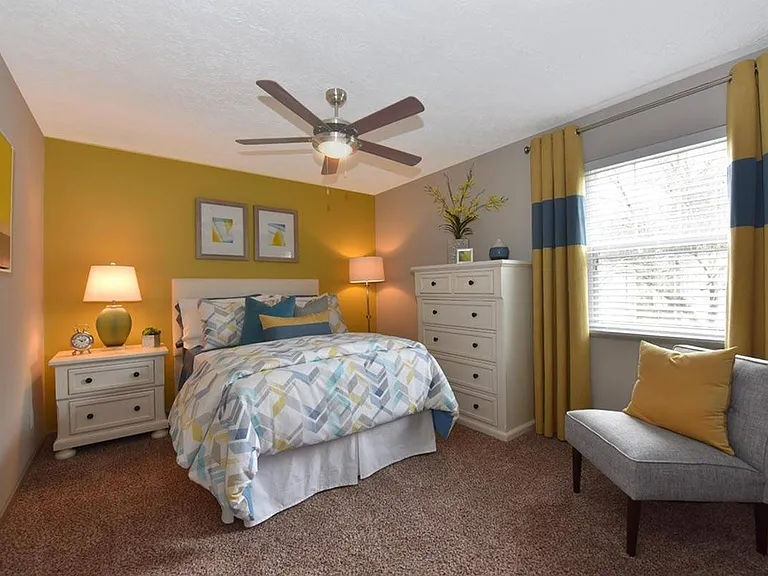 Cozy bedroom with carpet
