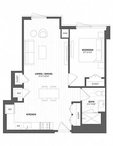 Floor plan 1 Bed/1 Bath-a55