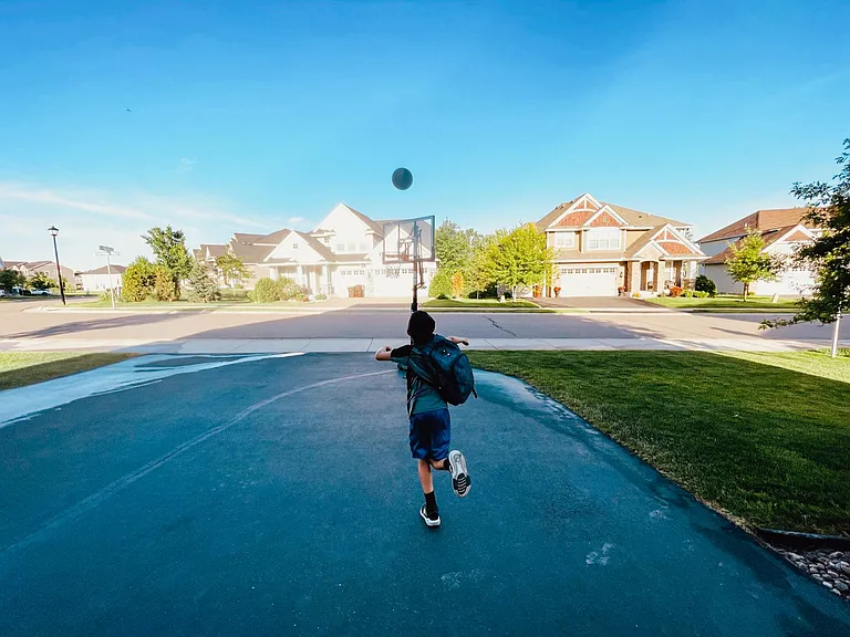 Large driveway for a basketball hoop!