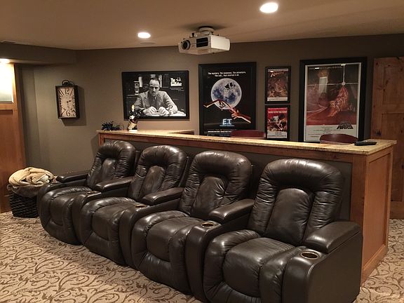 Theater Room Seating and Bar