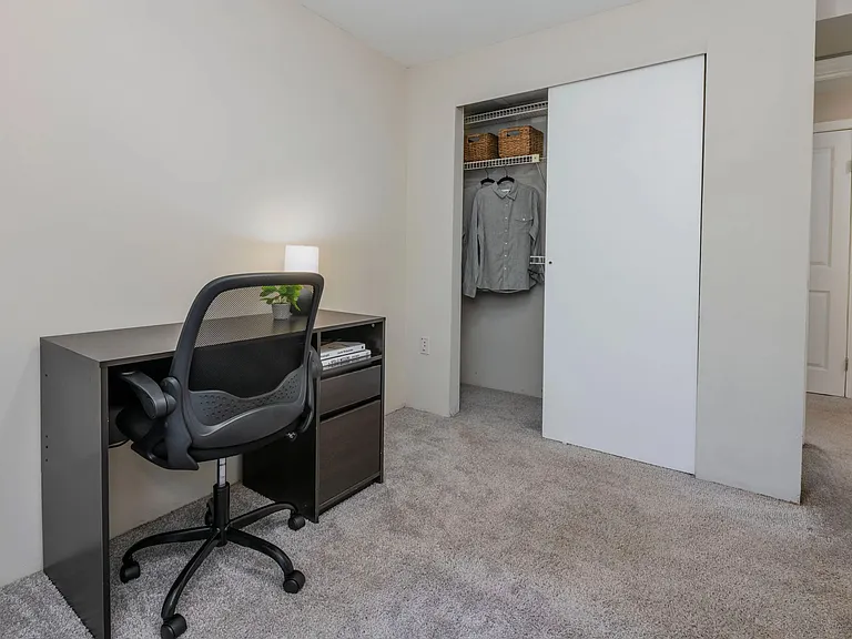 Discover organized living in our bedrooms with plush carpeting and customized closets, complete with sliding doors and wire shelving.