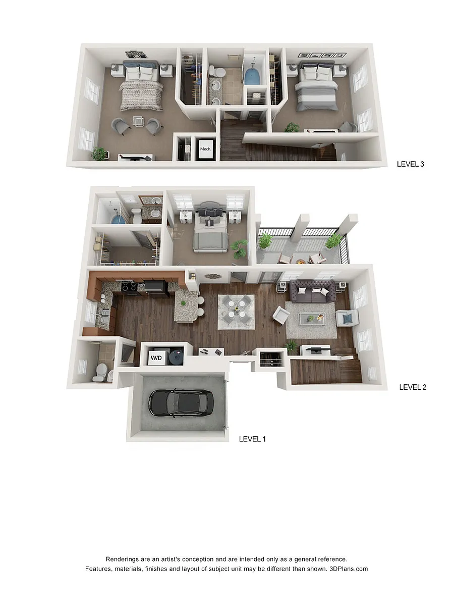 Floor plan C2 Townhome with Attached Garage