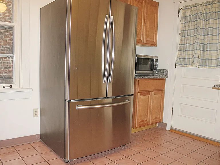 Kitchen microwave counter, rear door