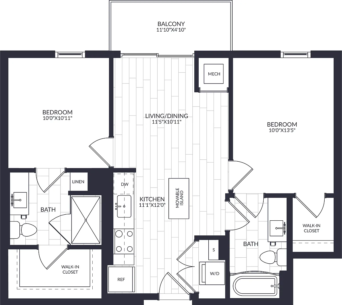 Floor plan 2 Bed/2 Bath-B2-0A