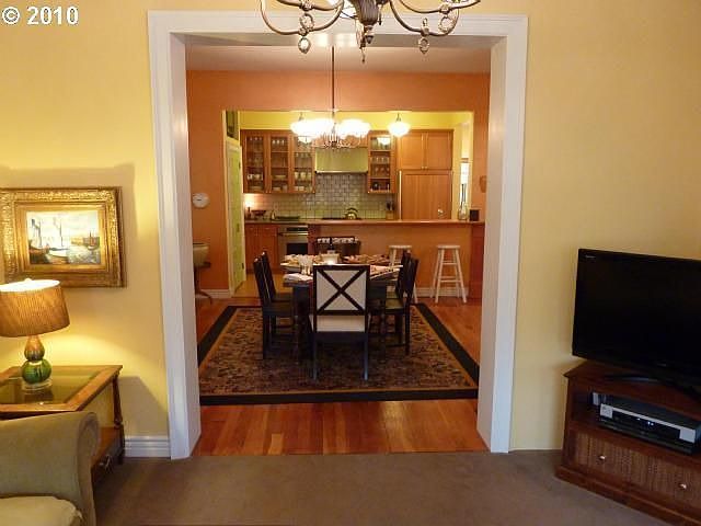 living room facing dining room