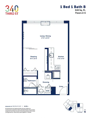 Floor plan 1 Bed 1 Bath B