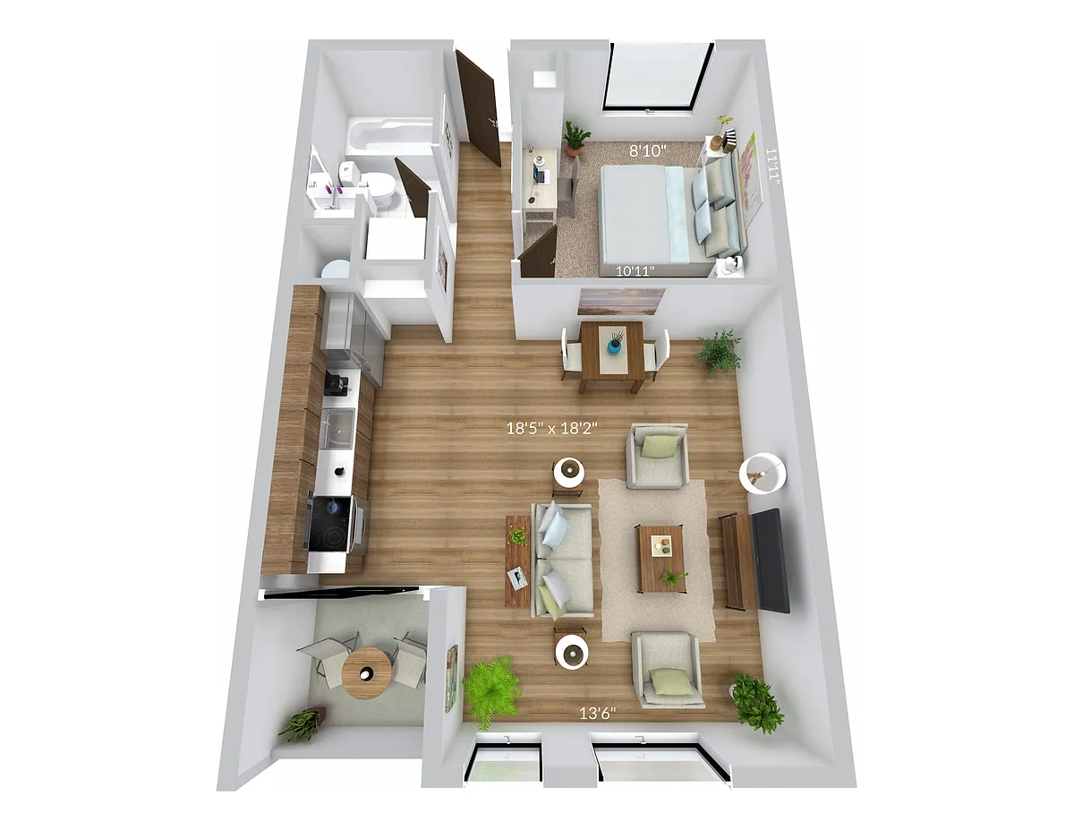Floor plan 1x1E