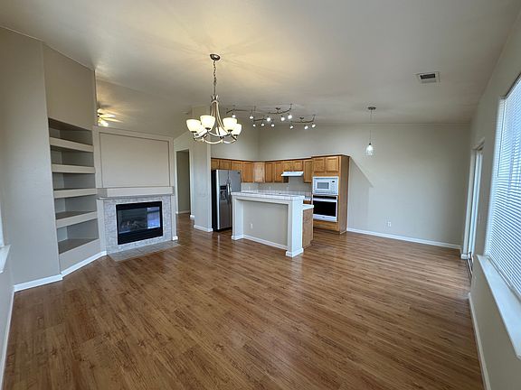 Kitchen & Family Room with Gas Fireplace