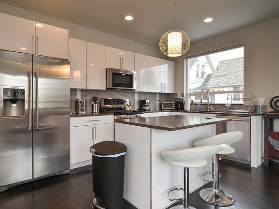 stainless kitchen. gas range.