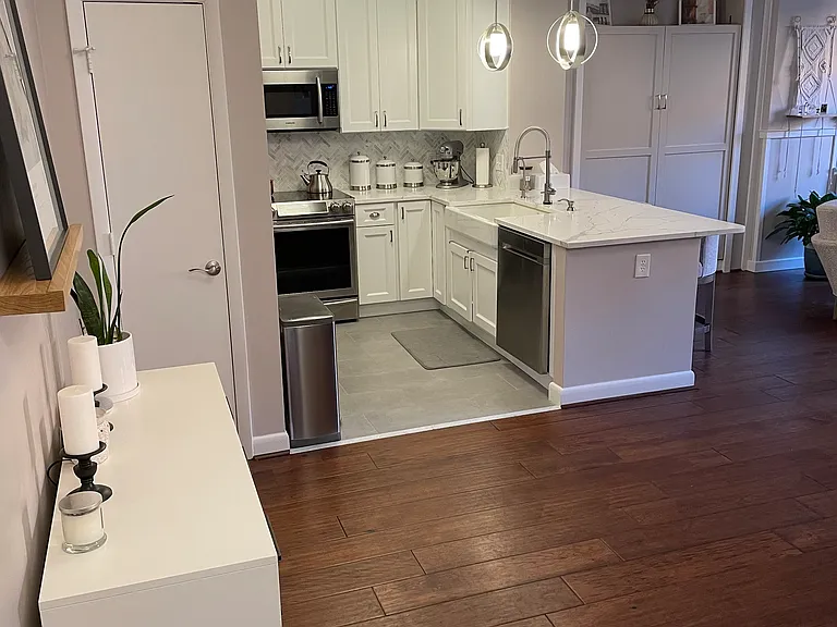 View from front door into the open kitchen.