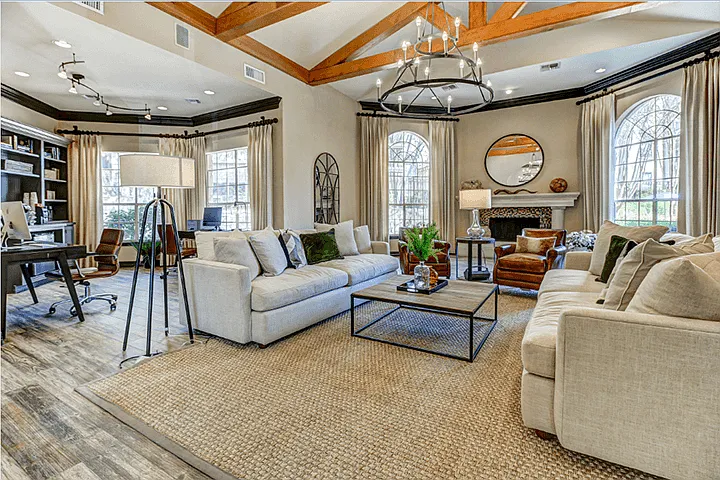 Newly renovated resident clubhouse with lounge seating and business center