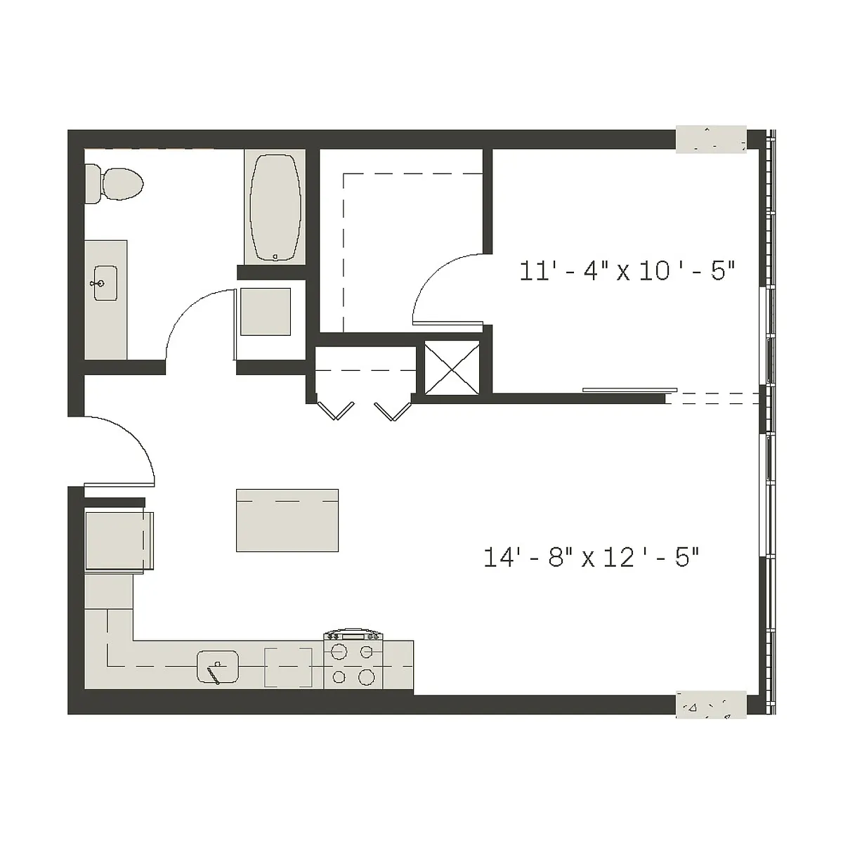 Floor plan 1 Bed/1 Bath-a3.1
