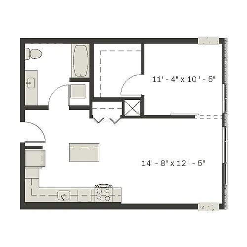 Floor plan 1 Bed/1 Bath-a3.1