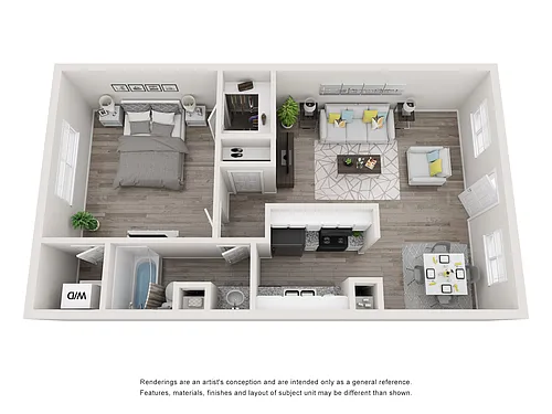 Floor plan Renovated: 1 Bedroom 1 Bath