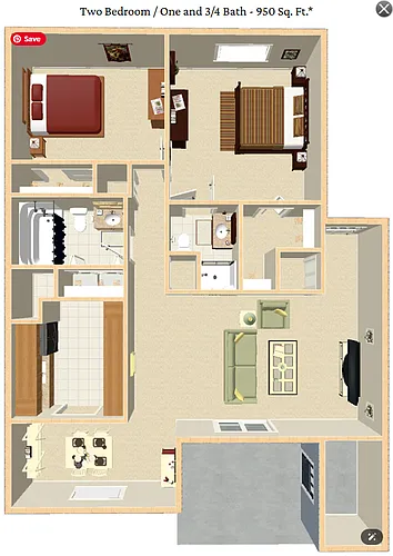 Floor plan 2 BEDROOM GARDEN STYLE APARTMENT HOME
