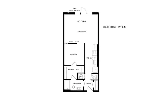 Floor plan Cyan - Jr. 1 Bedroom
