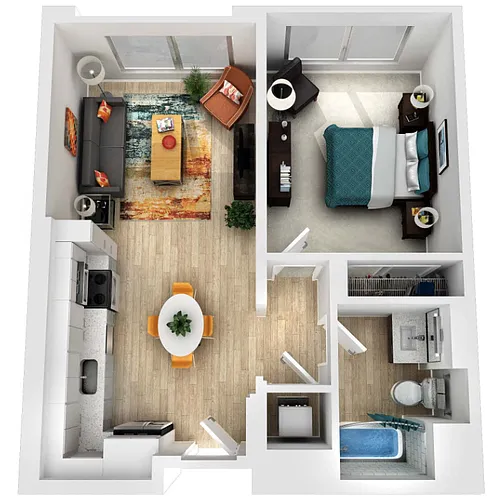 Floor plan 1 Bedroom 1 Bathroom 11B