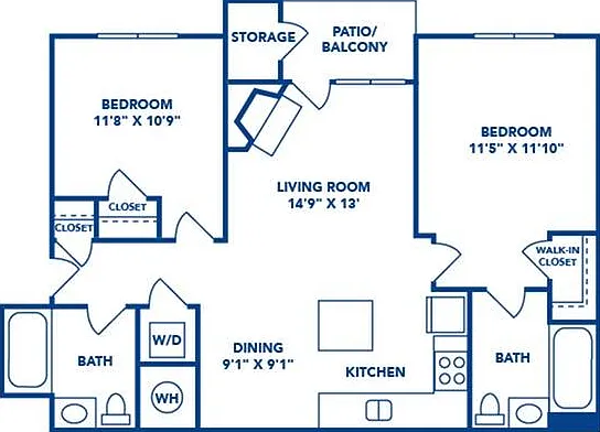 2 Bedroom | 2 Bath | 1050 SF 2 Bedroom | 2 Bath | 1050 SF