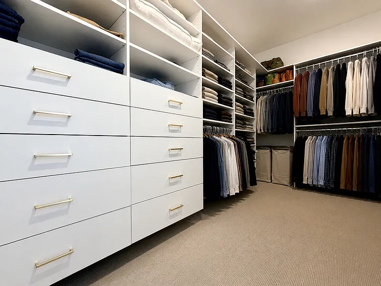 Master Walk-In Closet with Custom Built-In Storage