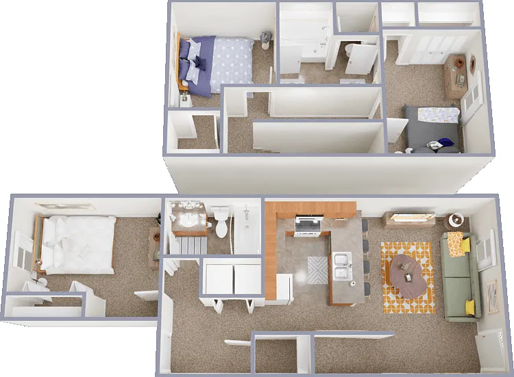3 Bedroom Townhome Floorplan Diagram