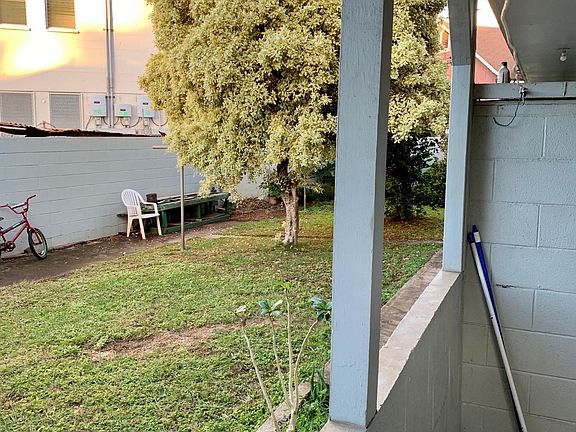 View of backyard from back porch