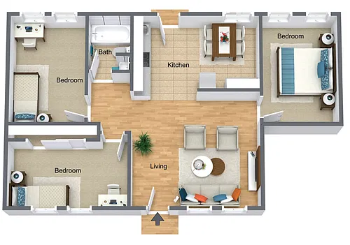Floor plan 3 Bed 1 Bath