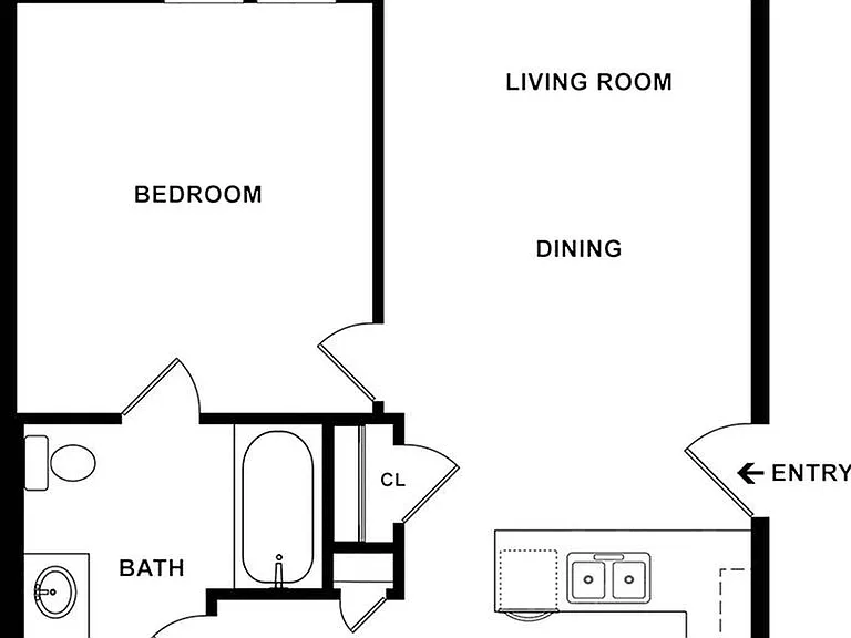 Fullerton - 1x1 Floor Plan Fullerton - 1x1 Floor Plan