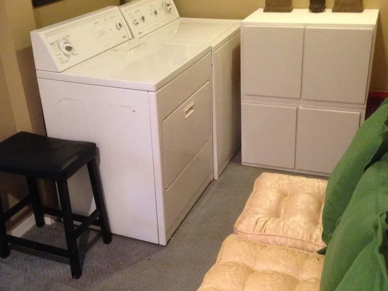 Laundry room with washing machine and dryer.