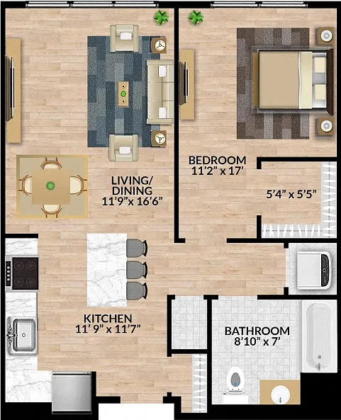 Floor plan 1 Bedroom Standard