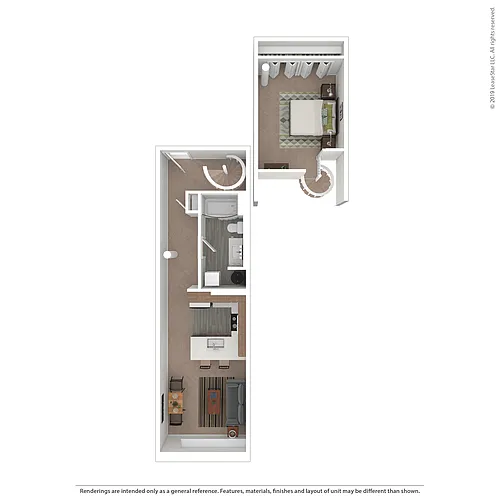 Floor plan D1 1 Bedroom 1 Bathroom Loft - Workforce/Moderat