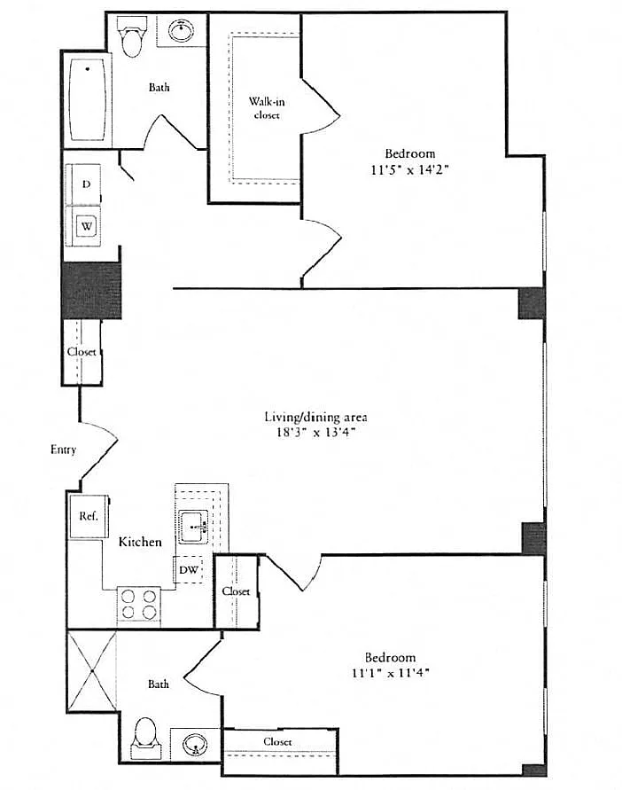 Floor plan 1,155 sq. ft. (B)