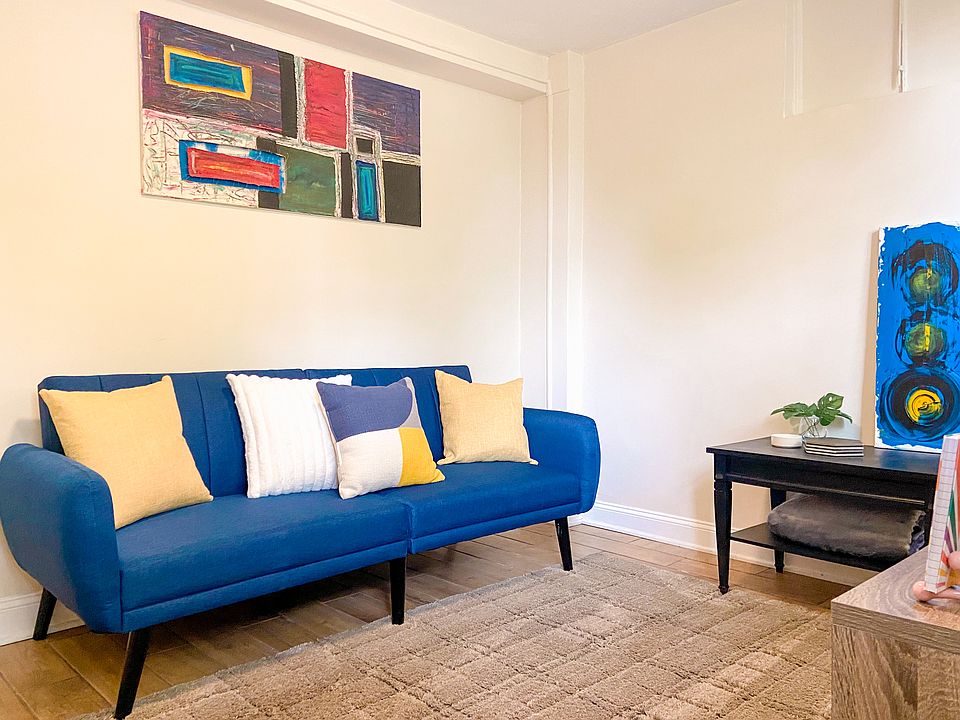 Living area with twin fold out couch