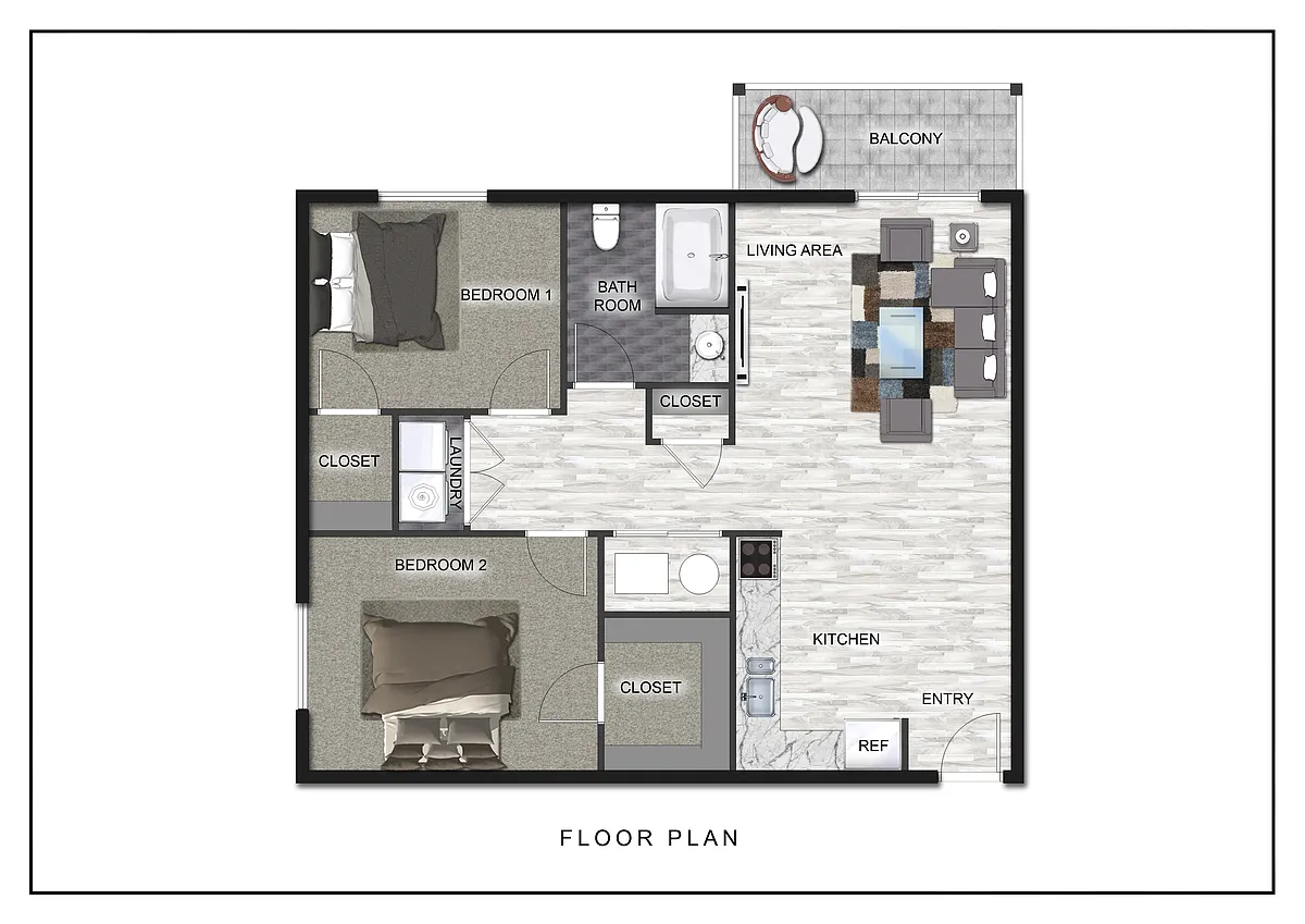 Floor plan 2 bed 1 bath