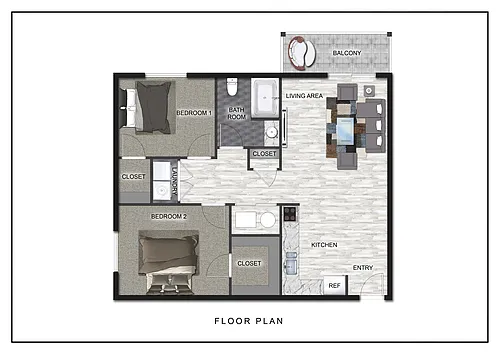 Floor plan 2 bed 1 bath