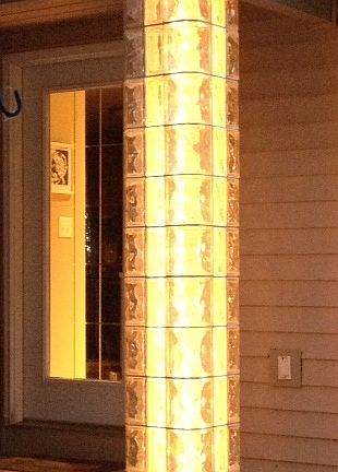 lighted pillar by front door