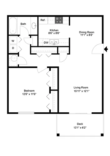 Floor plan 1 Bedroom 1 Bath GB