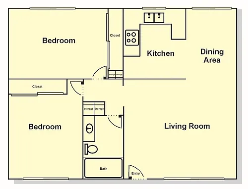 Floor plan 2 Bedroom, 1 Bath - Up/Down