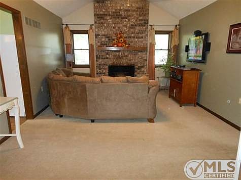 One of two fireplaces.