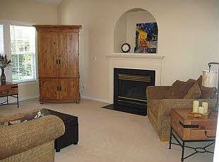 Great room with vaulted ceiling and lots of light