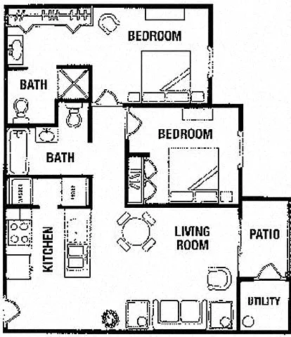 Floor plan 2 Bedroom / 2 Bathroom