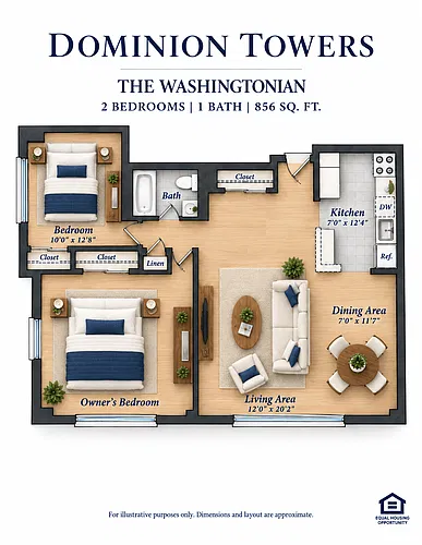 Floor plan Two Bedroom/One Bath