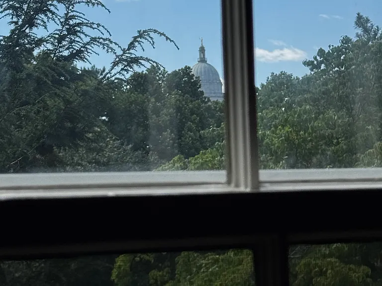 City skyline from the window