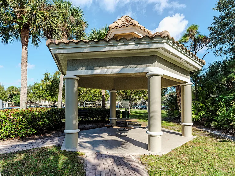 Shaded outdoor picnic area
