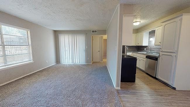 View into kitchen and living room