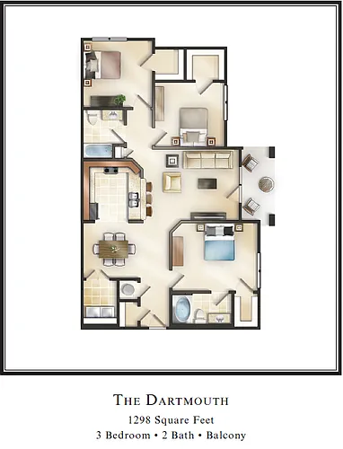 Floor plan The Dartmouth with Balcony