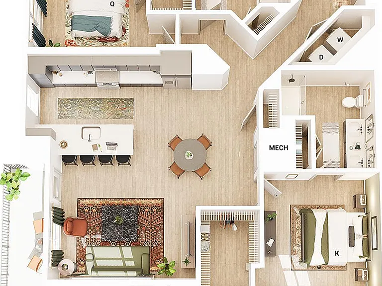 3D Floorplan - Unit B2_Scheme 1 3D Floorplan - Unit B2_Scheme 1